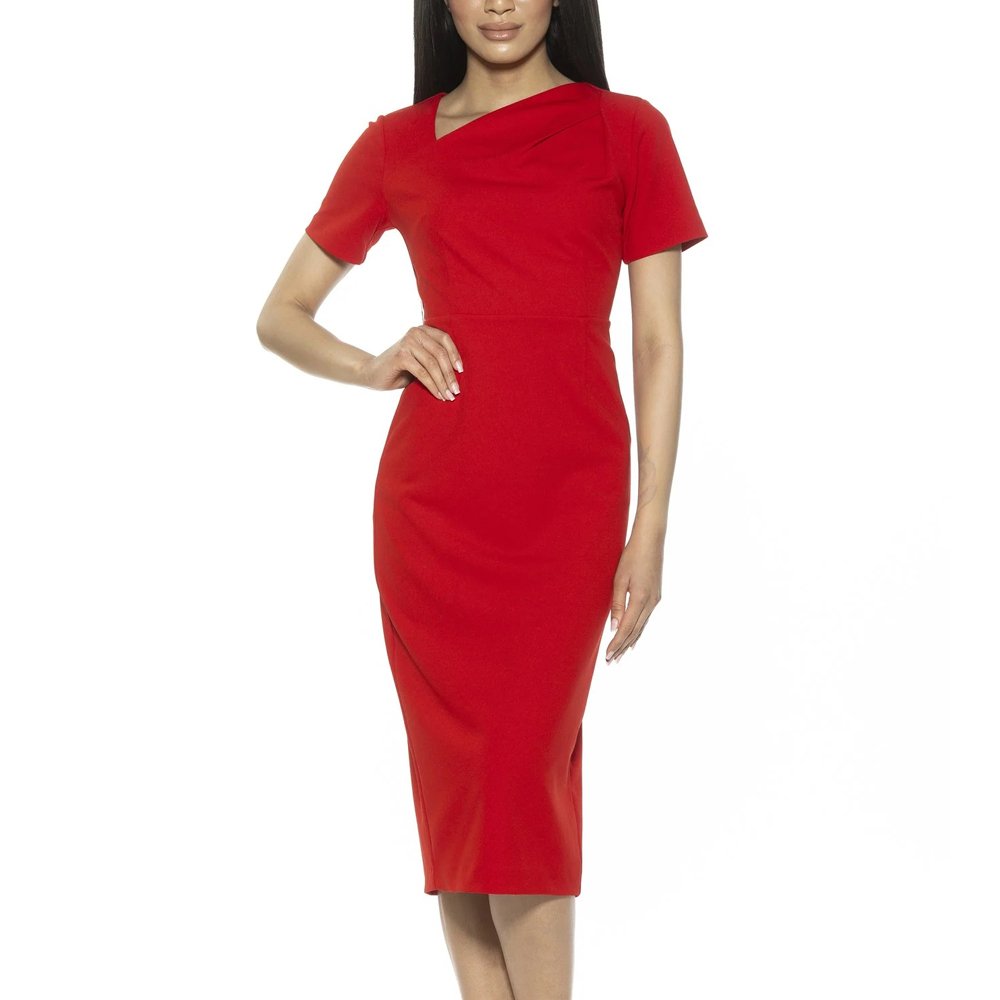 Neck Sheath Midi Dress